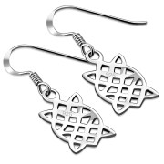 Small Rectangle Celtic Knot Silver Earrings, ep245